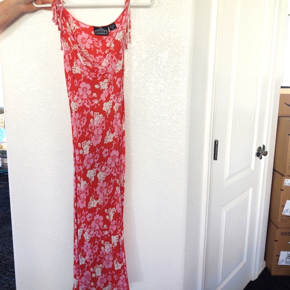 Angie sundress size medium ties at shoulders with cowl neck mid length